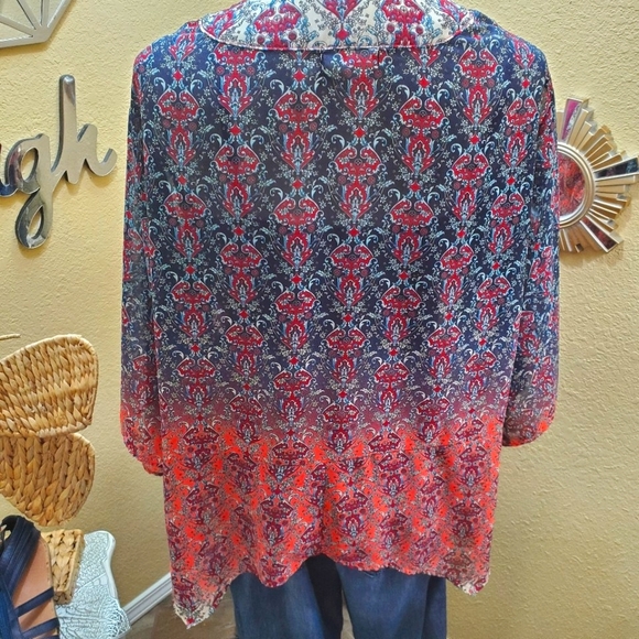 Taylor & Sage Chiffon Printed Flyaway Kimono sz L - Picture 7 of 9